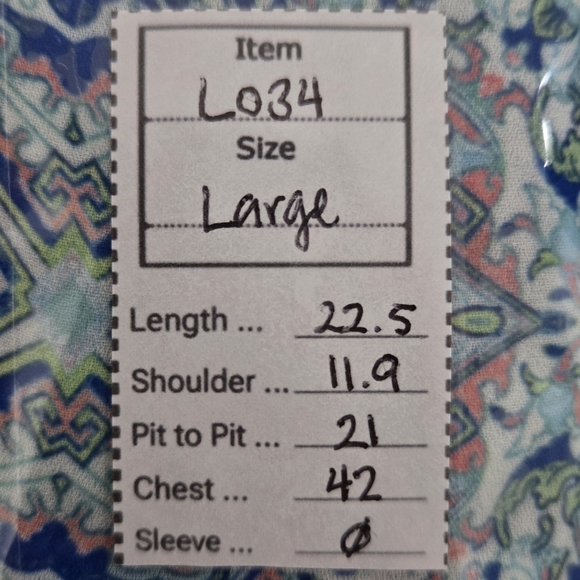 Cremieux Sleeveless Layered Blouse Blue Green Medallion Print Size L (L034) - Picture 9 of 9